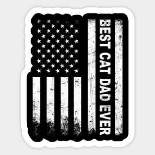 Best Cat Dad Ever American Flag Sticker